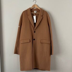 Daily Paper Men's Camel Longline Captain Wool Coat Single Breasted NWT Size XL